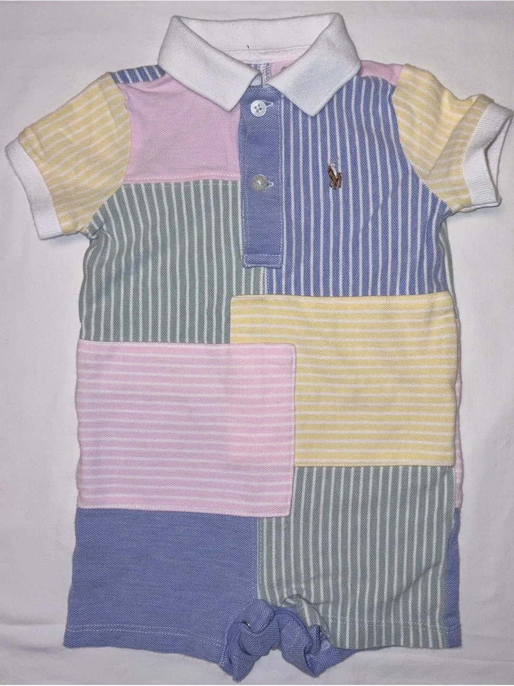 Ralph Lauren pastel multi stripe romper sz 6 months EUC